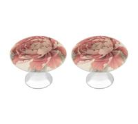 FodPand 2-Pack Cabinet Handles - Peony Flowers 1.1 Inch Round Stainless Steel Cabinet Pulls, Knobs Pulls with Screws, Silver Hardware for Kitchen Cabinets, Furniture Doors, & Dressers
