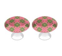 FodPand 2-Pack Cabinet Handles - Pink Green Block 1.1 Inch Round Stainless Steel Cabinet Pulls, Knobs Pulls with Screws, Silver Hardware for Kitchen Cabinets, Furniture Doors, & Dressers