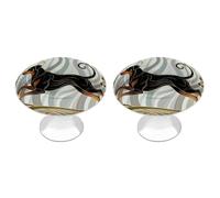 FodPand 2-Pack Cabinet Handles - Running Rotweiler 1.1 Inch Round Stainless Steel Cabinet Pulls, Knobs Pulls with Screws, Silver Hardware for Kitchen Cabinets, Furniture Doors, & Dressers