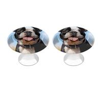 FodPand 2 Pack Cabinet Knobs 1.1 Inch Single Hole Drawer Pulls Handles Decorative Lovely Boston Terrier Furniture Knobs for Dresser Kitchen Bathroom Cupboard Wardrobe Vanity Closet Door Hardware