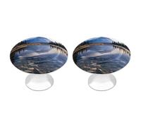 FodPand 2 Pack Cabinet Knobs 1.1 Inch Single Hole Drawer Pulls Handles Decorative Magnificent View in Banff Furniture Knobs for Dresser Kitchen Bathroom Cupboard Wardrobe Vanity Closet Door Hardware