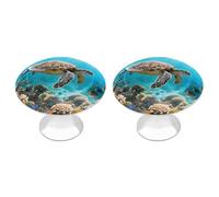 FodPand 2 Pack Cabinet Knobs 1.1 Inch Single Hole Drawer Pulls Handles Decorative Sea Turtle Furniture Knobs for Dresser Kitchen Bathroom Cupboard Wardrobe Vanity Closet Door Hardware