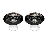 FodPand 2 Pack Cabinet Knobs 1.1 Inch Single Hole Drawer Pulls Handles Decorative Skull in Darkness Furniture Knobs for Dresser Kitchen Bathroom Cupboard Wardrobe Vanity Closet Door Hardware
