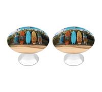 FodPand 2 Pack Cabinet Knobs 1.1 Inch Single Hole Drawer Pulls Handles Decorative Surf's Up Surfboard Furniture Knobs for Dresser Kitchen Bathroom Cupboard Wardrobe Vanity Closet Door Hardware