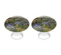 FodPand 2 Pack Cabinet Knobs 1.1 Inch Single Hole Drawer Pulls Handles Decorative Texas Bluebonnets Scenery Furniture Knobs for Dresser Kitchen Bathroom Cupboard Wardrobe Vanity Closet Door Hardware