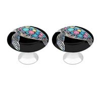 FodPand 2 Pack Cabinet Knobs 1.1 Inch Single Hole Drawer Pulls Handles Decorative Watercolor Sea Turtle Furniture Knobs for Dresser Kitchen Bathroom Cupboard Wardrobe Vanity Closet Door Hardware