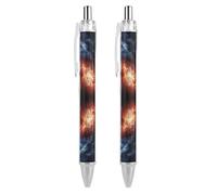 FodPand 2 Pcs Outer Space Stars Gel Ink Ballpoint Pens 0.5mm Fine Point | Quick-Dry Gel Rollerball Pen, Retractable & Refillable, Black Ink No Smudge, Smooth Writing Comfortable Grip, Office Supply