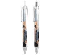 FodPand 2 PCS Refillable Black Cool Cat And Dog Ballpoint Pens 0.5mm Fine Point Smooth Writing Quick-Dry Liquid Ink Comfort Grip Retractable & Pocket-Sized for Journaling Notetaking Sketching