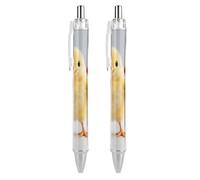 FodPand 2 PCS Refillable Black Cute Yellow Boxing Chick Ballpoint Pens 0.5mm Fine Point Smooth Writing Quick-Dry Liquid Ink Comfort Grip Retractable & Pocket-Sized for Journaling Notetaking Sketching