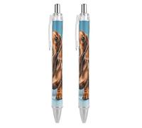 FodPand 2 PCS Refillable Black Dachshund Weiner Pet Dog Ballpoint Pens 0.5mm Fine Point Smooth Writing Quick-Dry Liquid Ink Comfort Grip Retractable & Pocket-Sized for Journaling Notetaking Sketching