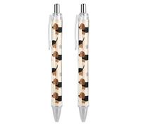 FodPand 2 PCS Refillable Black Dog Ballpoint Pens 0.5mm Fine Point Smooth Writing Quick-Dry Liquid Ink Comfort Grip Retractable & Pocket-Sized for Journaling Notetaking Sketching