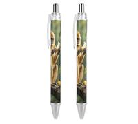 FodPand 2 PCS Refillable Black Golden Monkey Ballpoint Pens 0.5mm Fine Point Smooth Writing Quick-Dry Liquid Ink Comfort Grip Retractable & Pocket-Sized for Journaling Notetaking Sketching