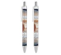 FodPand 2 PCS Refillable Black Jupiter Great Red Spot Ballpoint Pens 0.5mm Fine Point Smooth Writing Quick-Dry Liquid Ink Comfort Grip Retractable & Pocket-Sized for Journaling Notetaking Sketching