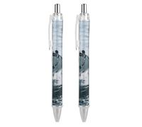 FodPand 2 PCS Refillable Black Manta Ray Ballpoint Pens 0.5mm Fine Point Smooth Writing Quick-Dry Liquid Ink Comfort Grip Retractable & Pocket-Sized for Journaling Notetaking Sketching