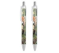 FodPand 2 PCS Refillable Black Red Panda Eating Ballpoint Pens 0.5mm Fine Point Smooth Writing Quick-Dry Liquid Ink Comfort Grip Retractable & Pocket-Sized for Journaling Notetaking Sketching
