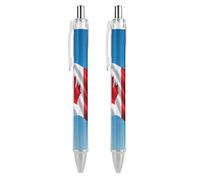 FodPand 2 PCS Refillable Black Retro Canada Flag Ballpoint Pens 0.5mm Fine Point Smooth Writing Quick-Dry Liquid Ink Comfort Grip Retractable & Pocket-Sized for Journaling Notetaking Sketching