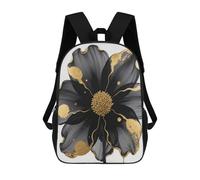 FodPand 20l Black Gold Flower Laptop Backpack Adults 17" Lightweight Carry on Backpack for Travel Flight Waterproof Casual Daypack Work Bussiness Computer Bag for Office Commute Outdoor Sports