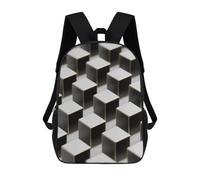 FodPand 20l Black Grey Cubes Laptop Backpack Adults 17" Lightweight Carry on Backpack for Travel Flight Waterproof Casual Daypack Work Bussiness Computer Bag for Office Commute Outdoor Sports