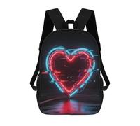 FodPand 20l Neon Heart with Errors Laptop Backpack Adults 17" Lightweight Carry on Backpack for Travel Flight Waterproof Casual Daypack Work Bussiness Computer Bag for Office Commute Outdoor Sports