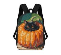 FodPand 20l Retro Black Cat Pumpkin Laptop Backpack Adults 17" Lightweight Carry on Backpack for Travel Flight Waterproof Casual Daypack Work Bussiness Computer Bag for Office Commute Outdoor Sports