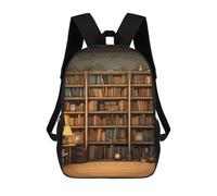 FodPand 20l Retro Bookshelf Laptop Backpack Adults 17" Lightweight Carry on Backpack for Travel Flight Waterproof Casual Daypack Work Bussiness Computer Bag for Office Commute Outdoor Sports