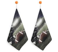 FodPand 2PCS Microfiber Hand Towels, 11x11 Inch Quick Drying & Highly Absorbent American Football Kitchen Towel with Hanging Loop, Lint Free Dish Towels for Bathroom & Kitchen