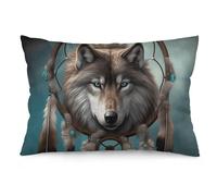 FodPand 3D Wolf Dream Catcher Throw Pillow Cover 12 "x20, Soft Plush Decorative Pillow Case for Couch Sofa, Double-Sided Print Rectangle Cushion Cover for Bedroom Living Room