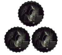 FodPand 3PCS Hacker Tin Sign - 11.8 Inch Metal Bottle Cap Wall Art Vintage Beer Decor for Man Cave, Bar, Kitchen & Office, Ready to Hang Round Metal Sign