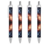FodPand 4 Pcs Outer Space Stars Gel Ink Ballpoint Pens 0.5mm Fine Point | Quick-Dry Gel Rollerball Pen, Retractable & Refillable, Black Ink No Smudge, Smooth Writing Comfortable Grip, Office Supply