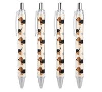 FodPand 4 PCS Refillable Black Dog Ballpoint Pens 0.5mm Fine Point Smooth Writing Quick-Dry Liquid Ink Comfort Grip Retractable & Pocket-Sized for Journaling Notetaking Sketching