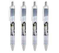 FodPand 4 PCS Refillable Black Emperor Penguin Huddle Ballpoint Pens 0.5mm Fine Point Smooth Writing Quick-Dry Liquid Ink Comfort Grip Retractable & Pocket-Sized for Journaling Notetaking Sketching