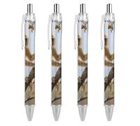 FodPand 4 PCS Refillable Black Golden Snub-Nosed Monkey Ballpoint Pens 0.5mm Fine Point Smooth Writing Quick-Dry Liquid Ink Comfort Grip Retractable & Pocket-Sized for Journaling Notetaking Sketching