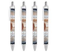 FodPand 4 PCS Refillable Black Jupiter Great Red Spot Ballpoint Pens 0.5mm Fine Point Smooth Writing Quick-Dry Liquid Ink Comfort Grip Retractable & Pocket-Sized for Journaling Notetaking Sketching