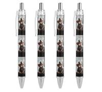 FodPand 4 PCS Retractable Liquid Ink Cute Monkey Rollerball Pens 0.5mm Fine Point Smooth Writing Gel Pens with Ergonomic Comfort Grip Quick-Dry Smudge-Free Black Ink Refillable Office Writing Pen