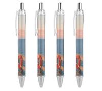FodPand 4 PCS Retractable Liquid Ink Seaside Escape Rollerball Pens 0.5mm Fine Point Smooth Writing Gel Pens with Ergonomic Comfort Grip Quick-Dry Smudge-Free Black Ink Refillable Office Writing Pen
