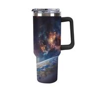 FodPand 40 Oz Coffee Universe Galaxy Tumbler with Lids And Straws Leakproof Thermal Cup Double Vacuum Insulated Stainless Steel Sport Water Bottle Cup Travel Mug for Hot Cold Drinks- Black Handle