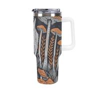 FodPand 40 Oz Coffee Wolf And Mushroom Tumbler with Lids And Straws Leakproof Thermal Cup Double Vacuum Insulated Stainless Steel Sport Water Bottle Cup Travel Mug for Hot Cold Drinks- White Handle