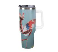 FodPand 40 Oz Stainless Steel Devil's Flower Mantis Tumbler with Handle Leakproof Vacuum Insulated Travel Mug for Hot & Cold Drinks Sport Water Bottle Cup Ideal for Commuting Gym Outdoor Adventures