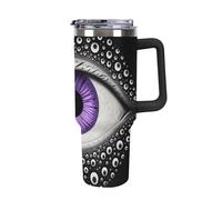 FodPand 40 Oz Stainless Steel Evil Eye Tumbler with Handle Leakproof Vacuum Insulated Travel Mug for Hot & Cold Drinks Sport Water Bottle Cup Ideal for Commuting Gym Outdoor Adventures