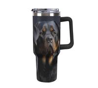 FodPand 40 Oz Tumbler with Handle And Straw - Rottweiler Wallpaper Insulated Stainless Steel Water Bottle, Leak-Proof Double Wall Vacuum Thermal Cup, Car Cup Holder Friendly, BPA-Free Travel Mug