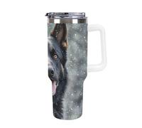 FodPand 40oz Stainless Steel German Shepherd Dog Tumbler with Handle And Straw Double Wall Vacuum Insulated Travel Mug Bpa-Free Leak-Proof Water Bottle Cup Holder Friendly for Home Office Gym