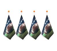 FodPand 4PCS Microfiber Hand Towels, 11x11 Inch Quick Drying & Highly Absorbent American Football Kitchen Towel with Hanging Loop, Lint Free Dish Towels for Bathroom & Kitchen