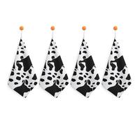 FodPand 4PCS Microfiber Hand Towels, 11x11 Inch Quick Drying & Highly Absorbent Black and White Cow Print Kitchen Towel with Hanging Loop, Lint Free Dish Towels for Bathroom & Kitchen