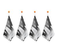 FodPand 4PCS Microfiber Hand Towels, 11x11 Inch Quick Drying & Highly Absorbent Ghost Kitchen Towel with Hanging Loop, Lint Free Dish Towels for Bathroom & Kitchen