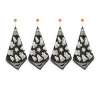 FodPand 4PCS Microfiber Hand Towels, 11x11 Inch Quick Drying & Highly Absorbent Ghost Print Kitchen Towel with Hanging Loop, Lint Free Dish Towels for Bathroom & Kitchen