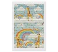 FodPand 5D Diamond Painting Kit for Adults Cartoon Giraffe Rainbow and Clouds DIY Diamond Art with Sparkling Gems Round Drill - Complete Set Paintings for Beginners, Unique Wall Decor Gift 8"x12"