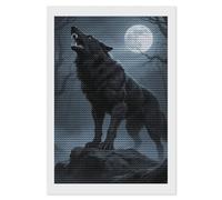 FodPand 5D Diamond Painting Kit for Adults Ferocious Howling Wolf DIY Diamond Art with Sparkling Gems Round Drill - Complete Set Paintings for Beginners, Unique Wall Decor Gift 8"x12"