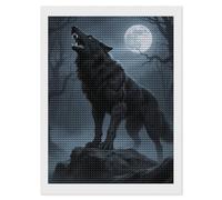 FodPand 5D Diamond Painting Kit for Adults Ferocious Howling Wolf DIY Diamond Art with Sparkling Gems Round Drill - Complete Set Paintings for Beginners, Unique Wall Decor Gift 12"x16"