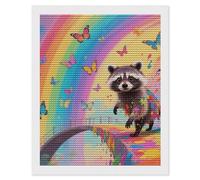 FodPand 5D Diamond Painting Kit for Adults Rainbow Bridge Raccoon DIY Diamond Art with Sparkling Gems Round Drill - Complete Set Paintings for Beginners, Unique Wall Decor Gift 16"x20"
