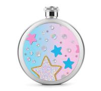 FodPand 5oz Flask Food Grade Stainless Steel, Leakproof Liquor Pocket Flasks Blue Pink Glitter Hip Flask for Whiskey, Vodka, Gift, Party & Outdoor